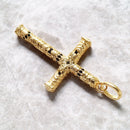 Pendant Elaborate Design Cross Golden New Fine Jewelry Ethnic Pure 925 Sterling Silver Gift For Woman &amp; Men