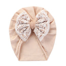 Baby Girl Turban Bow Hats Breathable Hat Headdress w/ Pure Color Comfort Beanie Skin Friendly Hand Wash Newborn Head