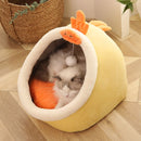 Crystal Velvet Hooded Cat’s House with Removable and Washable Cushion Winter Cat Basket Warm Cozy Sleeping Cave Pet Bed for Cats - anconmall