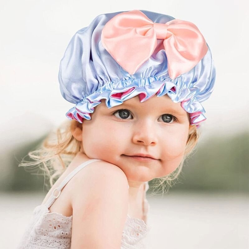 1 Pc Kids Hair Hat Elastic Blossom Bowknot  Baby Sleeping Hair Accessory for Toddler Child Baby Face Washing Shower Supplies