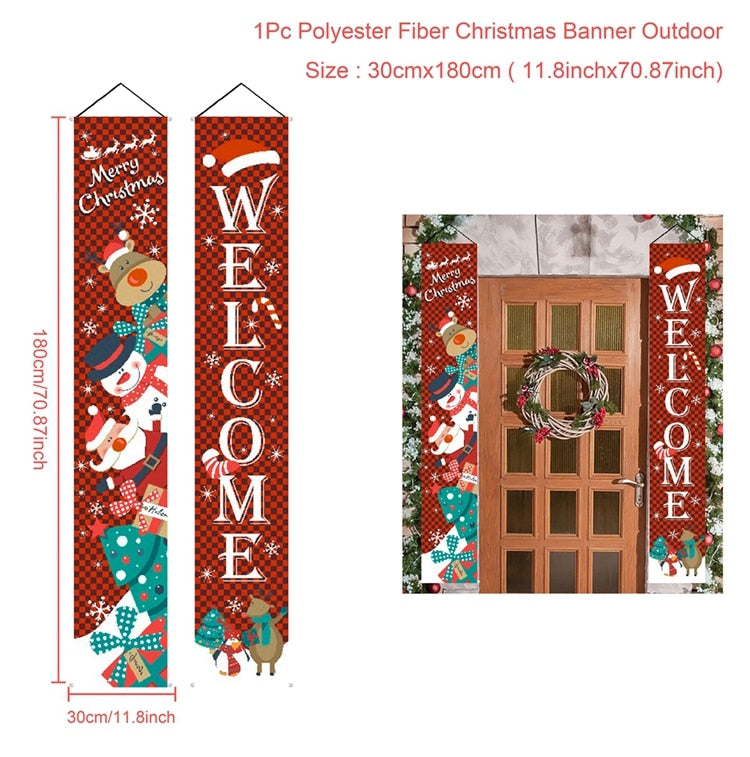 Christmas Porch Door Banner Hanging Ornaments Merry Christmas Decor For Home Xmas 2022 Navidad Natal Noel Happy New Year 2023