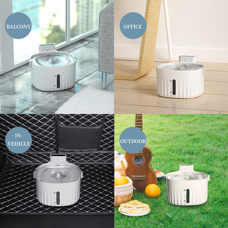 2L Cat Dog Silent Drinker Activated Carbon Filter USB Battery Dual Power with Motion Sensor Automatic Pet Water Dispenser Bowl