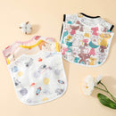 hibobi Baby Cartoon Print Waterproof Bibs Infant Cotton Bib Newborn Scarf Solid Color Baby Boys Girls Feeding Saliva Towel