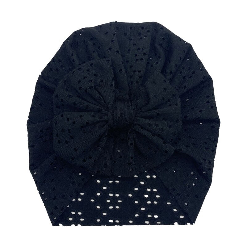 1Pc Newborn Fetal Hat Summer Hollow Breathable Baby Bow Knotted Polyester Hats for Newborn Infant Headwear Baby Shower Caps