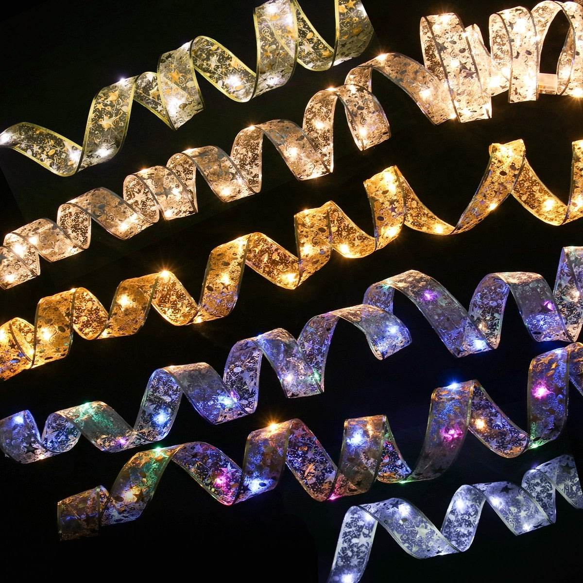 Ribbon Fairy Light Christmas Decoration Christmas Tree Ornaments  For Home 2022 Bows String Lights Navidad Natal New Year 2023 - anconmall