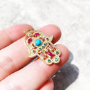 Pendant Hand of Fatima,Summer New Golden Jewelry Bohemia 925 Sterling Silver Turquoise Accessories Protection Gift For Women Men