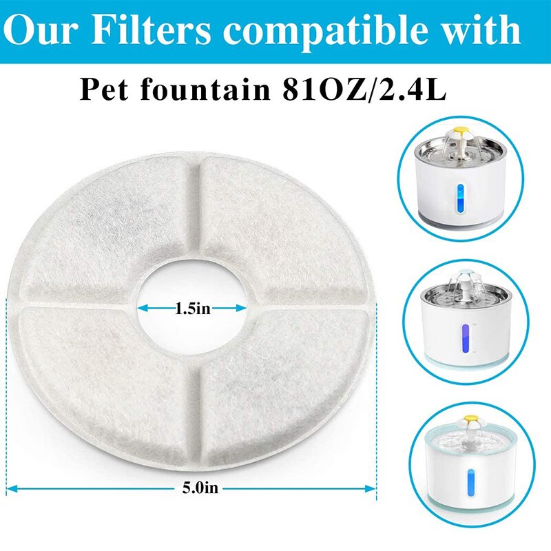 Replacement Activated Carbon Filter for Dog Cat Water Drinking Fountain Replaced Filters Pet Round Dispenser Accessories
