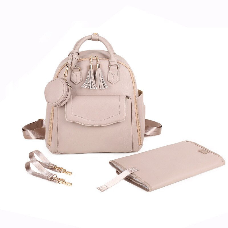 New PU leather Diaper Bag with Pacifier Bag Large Capacity Waterproof Travelling Nappy Changing Bag Stroller Bag for Newborn