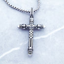 Cross Black Link Necklace,Brand New Chain Fashion Jewelry Europe Rhodium Plated Rebel Bijoux Gift For Men & Women