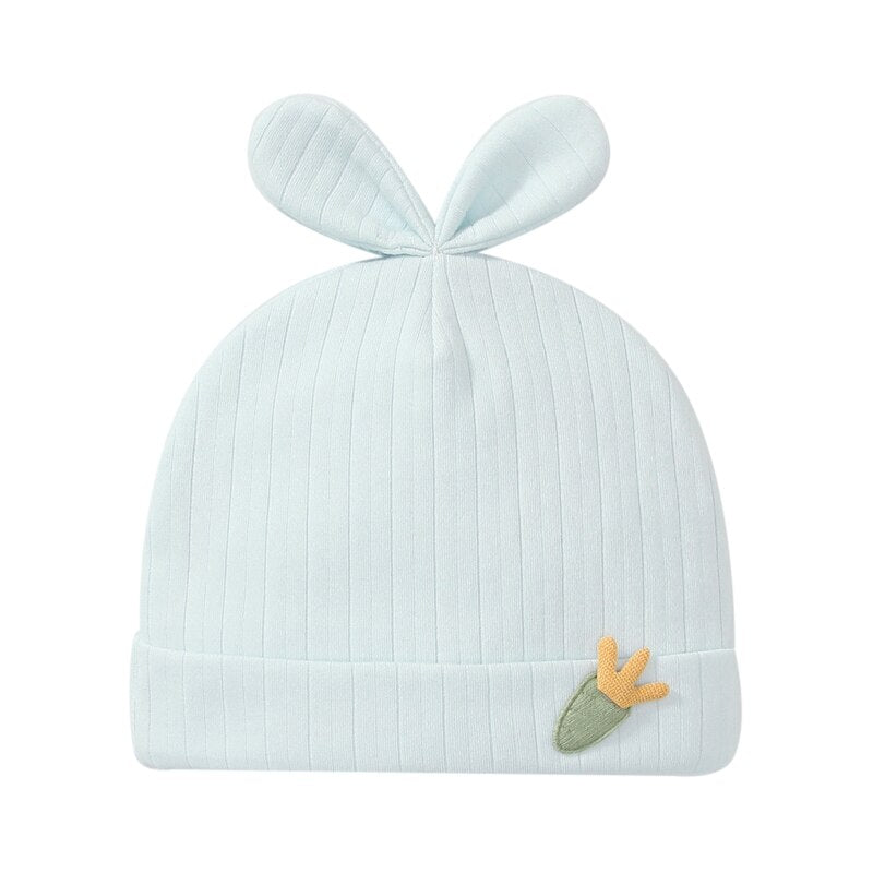 Baby Knit Beanie Hat with Bunny Ears for Boy Girl 0-3 Months Breathable Hats Infant Skull Cotton w/ Micro Stretchy