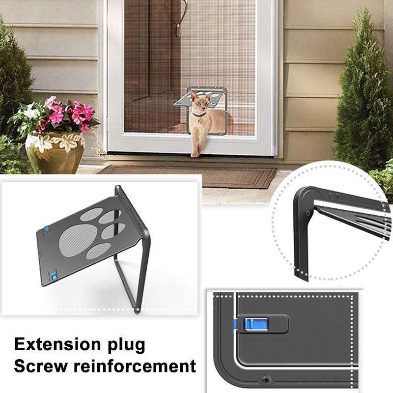 Pet Door New Safe Lockable Magnetic Screen Pet House Garden Enter Freely Fashion Easy Install Outdoor Dogs Cats Window Flap Gate
