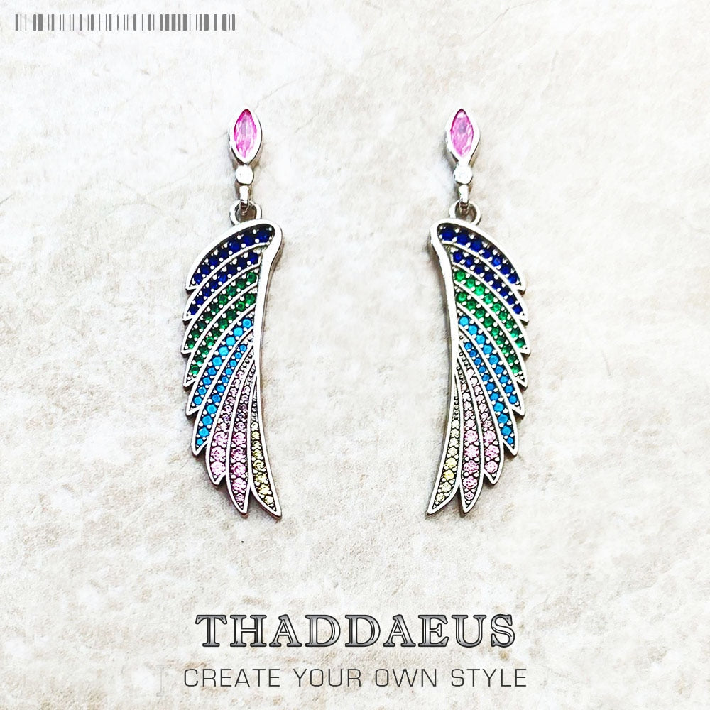 Earrings Bright Hummingbird Wing New Rainbow Bohemia Gift For Women High Quality 925 Sterling Silver Multi-coloured Fine Jewelry