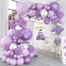 Purple Balloon Garland Arch Kit Metallic Purple Silver Balloons  Butterfly Stickers Confetti for Birthday Wedding Party Decor - anconmall