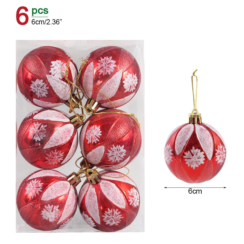 6Pcs/box 6cm Christmas Ball Ornaments Xmas Tree Hanging Pendant Christmas Decorations for Home 2023 Navidad Natal New Year Gift