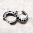 Creole Black CZ Hinged Hoop Earrings Gift In 925 Sterling Silver Europe Style Glam Trendy Fine Jewerly For Women