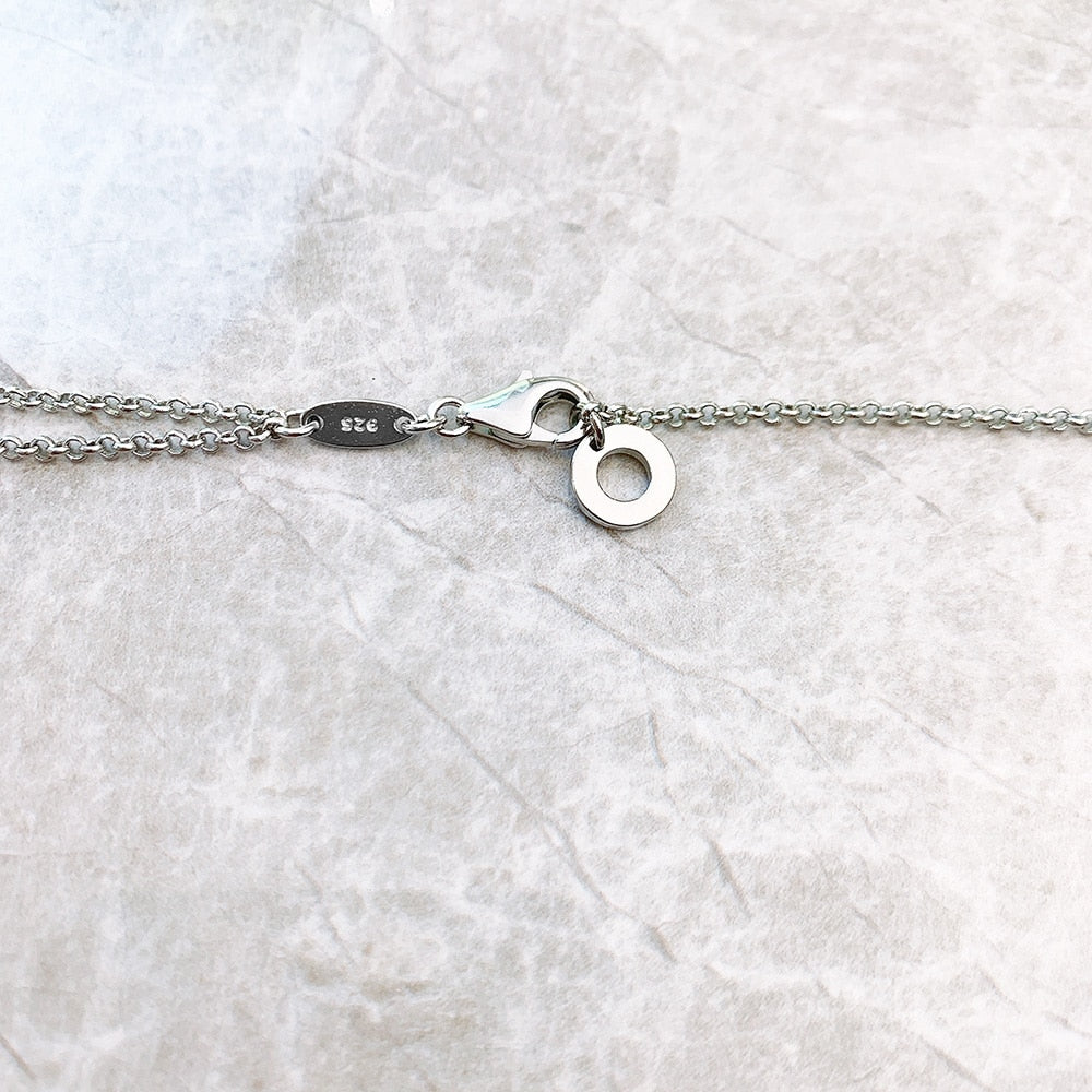 Double Row Necklace White Stones Layer Link Chain Fine Jewelry Europe 925 Stering Silver Brand New Romantic Gift For Women