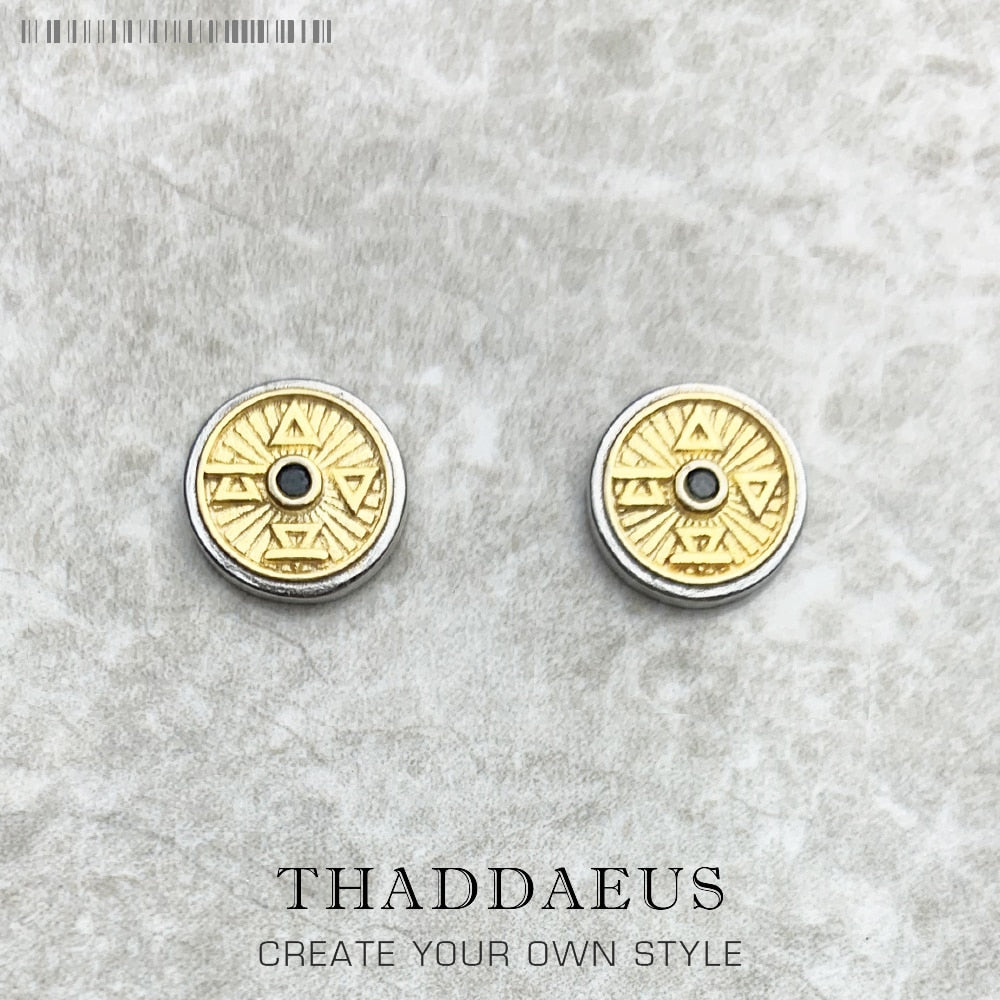 Stud Earrings Gold Elements Fire, Water, Air & Earth,Europe Fine Jewerly For Women Men Lucky Charms Gift In 925 Sterling Silver