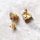 Watermelon Gold Stud Earrings,Europe Bohemia Glam Fine Jewerly For Women Sweet And Stylish Gift In 925 Sterling Silver