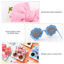 1Set Children Baby Girls Sunglasses Hair Band Set Solid Color Cartoon Glasses Knot Bow Headband Photo Props Gifts