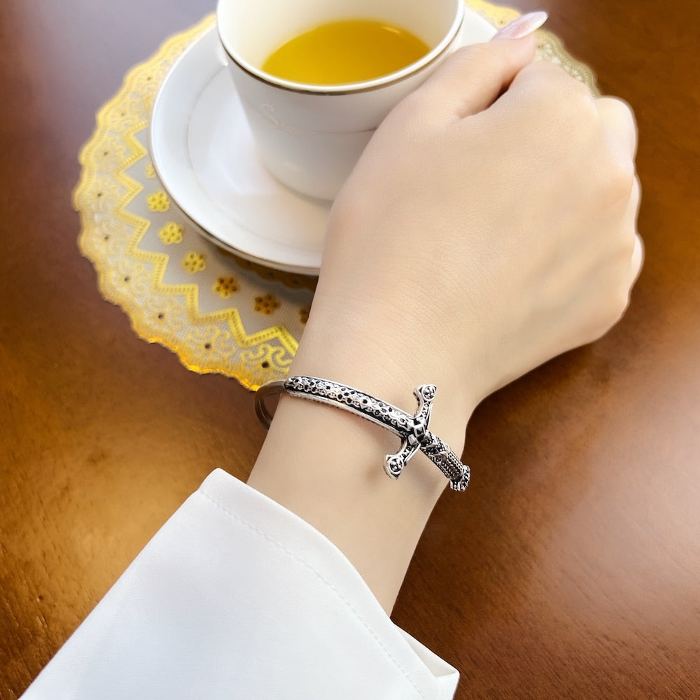 Bracelet Bangle Royal Ornamentation Sword Europe  Brand New 925 Sterling Silver Fine Jewelry Vintage Gift For Women Men