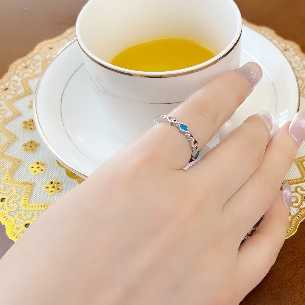 Ring Paradisiacal Colourfull Stones,Europe Turquoise 925 Sterling Silver Fine Jewerly For Women Summer Brand New Bohemia Gift