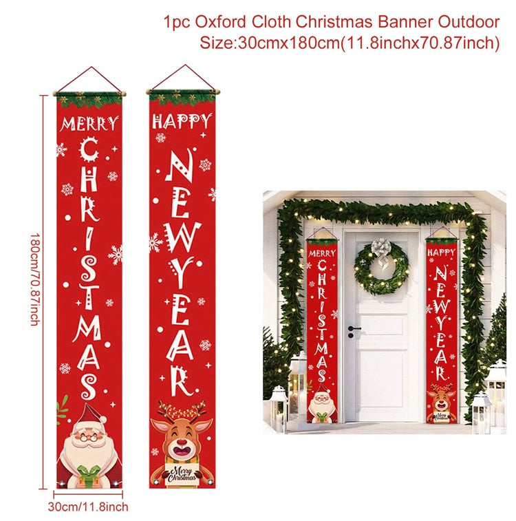 Christmas Porch Door Banner Hanging Ornaments Merry Christmas Decor For Home Xmas 2022 Navidad Natal Noel Happy New Year 2023