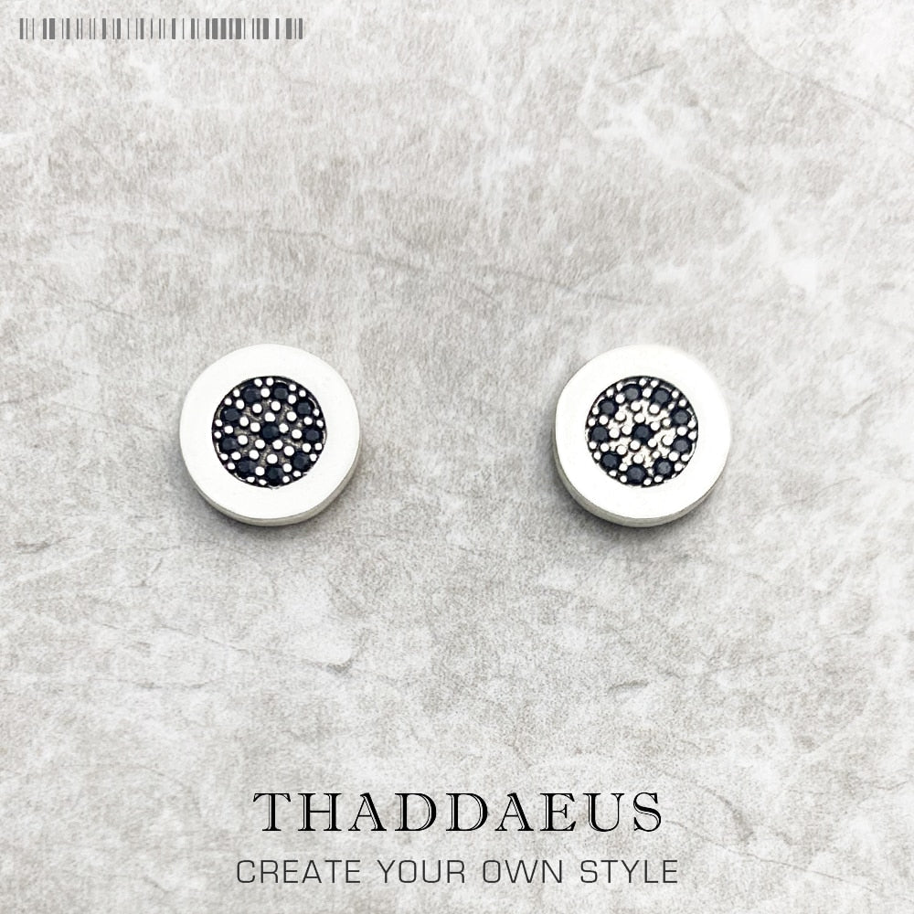 Stud Earrings Round Black CZ,Europe Style Glam Fashion Good Jewerly For Women,2018  Gift In 925 Sterling Silver,Super Deals