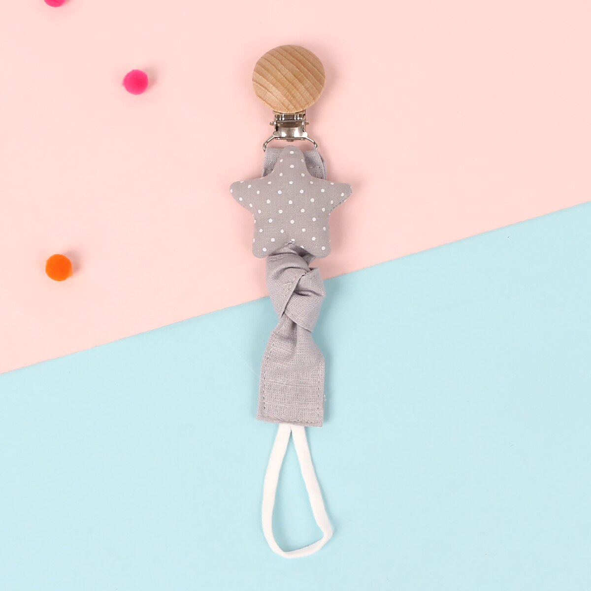 hibobi Baby Stars Shape Hanging Chain Cotton Pacifier Chain Clip Soother Nipple Holder Clasps Baby Feeding Accessories