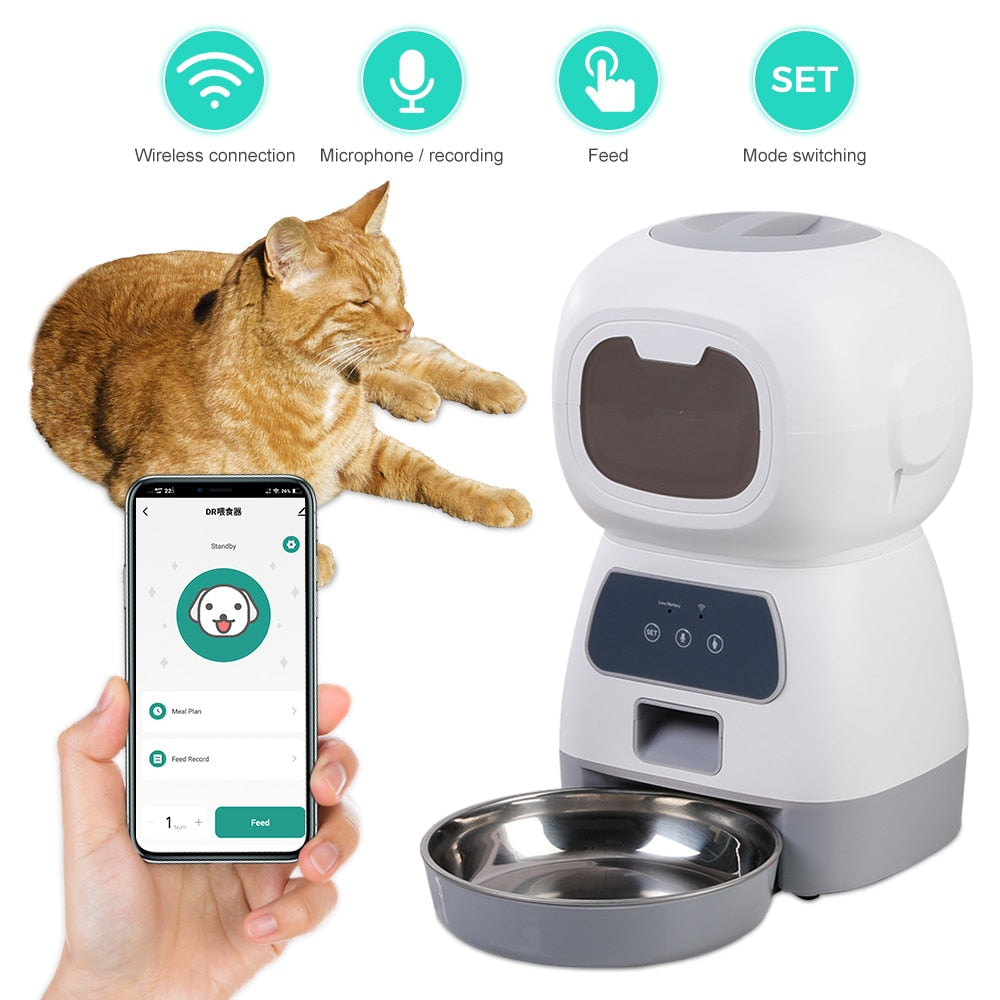 Automatic Pet Feeder Smart Food Dispenser For Cats Dogs Timer Stainless Steel Bowl Auto Dog Cat Pet Feeding Pet Supplies