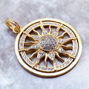 Pendant Gold Color Amulet Sun,Fashion Glam 925 Sterling Silver Jewelry Europe Accessories Gift For Men Woman