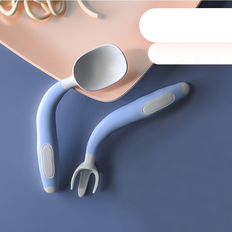hibobi Spoon Fork 2Pcs for Baby PP Utensils Set Soft Feeding Bendable Kids Infant Toddler Eat Auxiliary Training Tableware