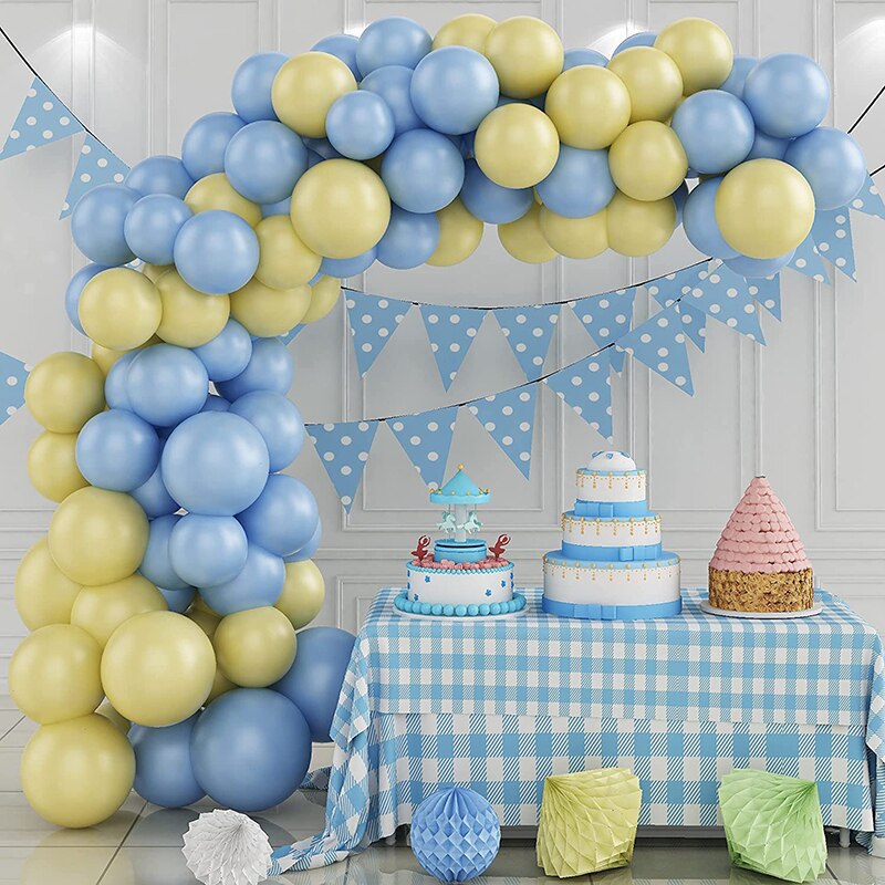 121Pcs Macaron Blue White Silver Balloons Garland Arch Kit Silver 4D Foil Balloons for Baby Shower Wedding Birthday Party Decor - anconmall