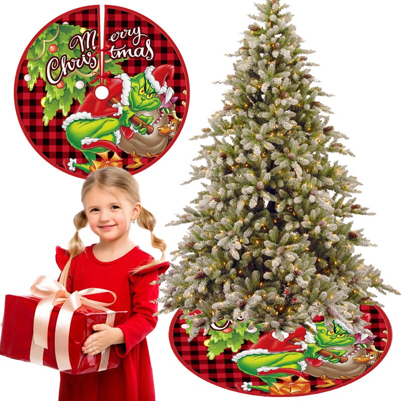 90cm Christmas Tree Skirt Santa Claus Snowflake Xmas Tree Carpet Ornament Merry Christmas Decoration For Home Noel New Year 2023