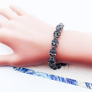 Black Zirconia Skeleton Skull Bracelet,Europe Style Heart Good Jewelry For Men & Women,Rebel Gift In Silver,Super De
