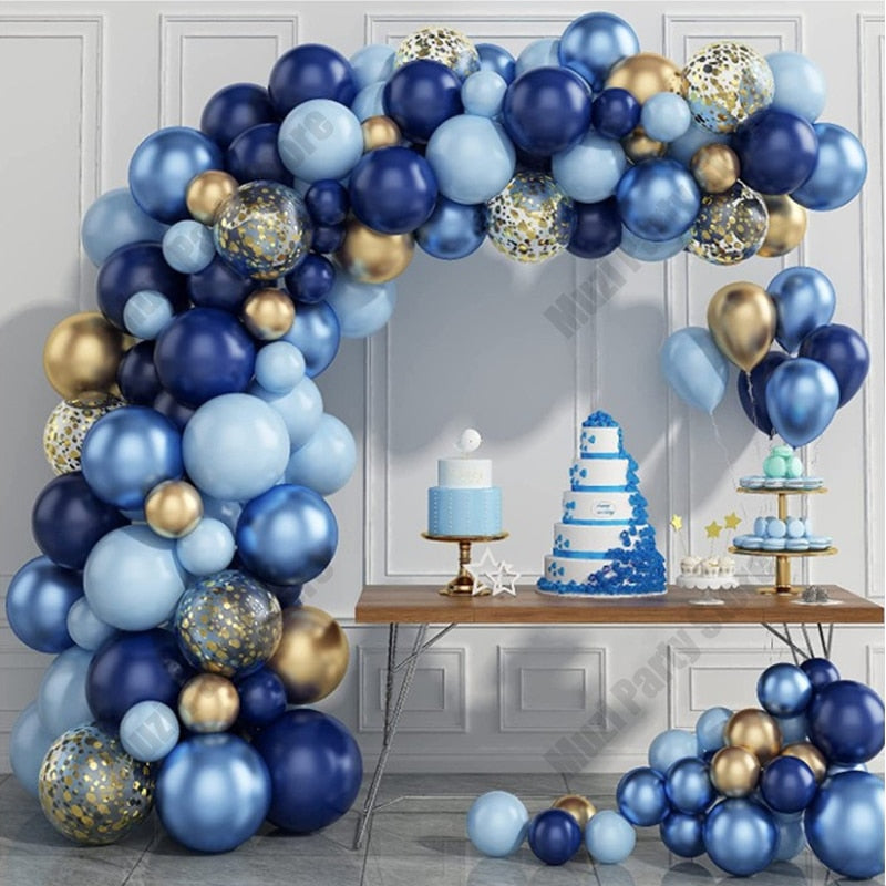 121Pcs Macaron Blue White Silver Balloons Garland Arch Kit Silver 4D Foil Balloons for Baby Shower Wedding Birthday Party Decor - anconmall