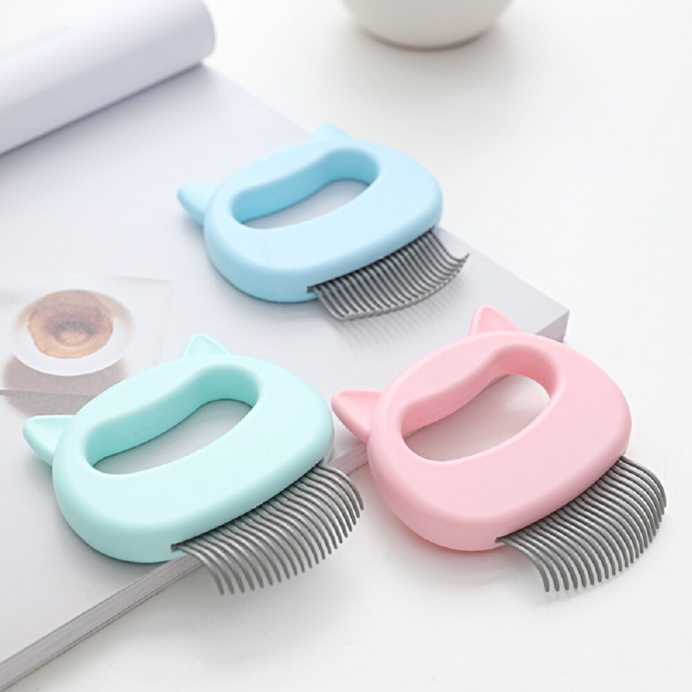 Pet Grooming Comb with Elastic Soft Needles Suitable for Short-Haired Cats, Cat Face Shaped Deshedding Massage Hair Removal Comb - anconmall