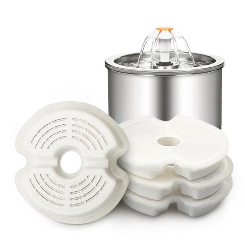 2L Automatic Drinking Fountain With Fountain Filter Drink Fountain Pet Stainless Steel Drinking Fountain Cat Dog Water Supplies