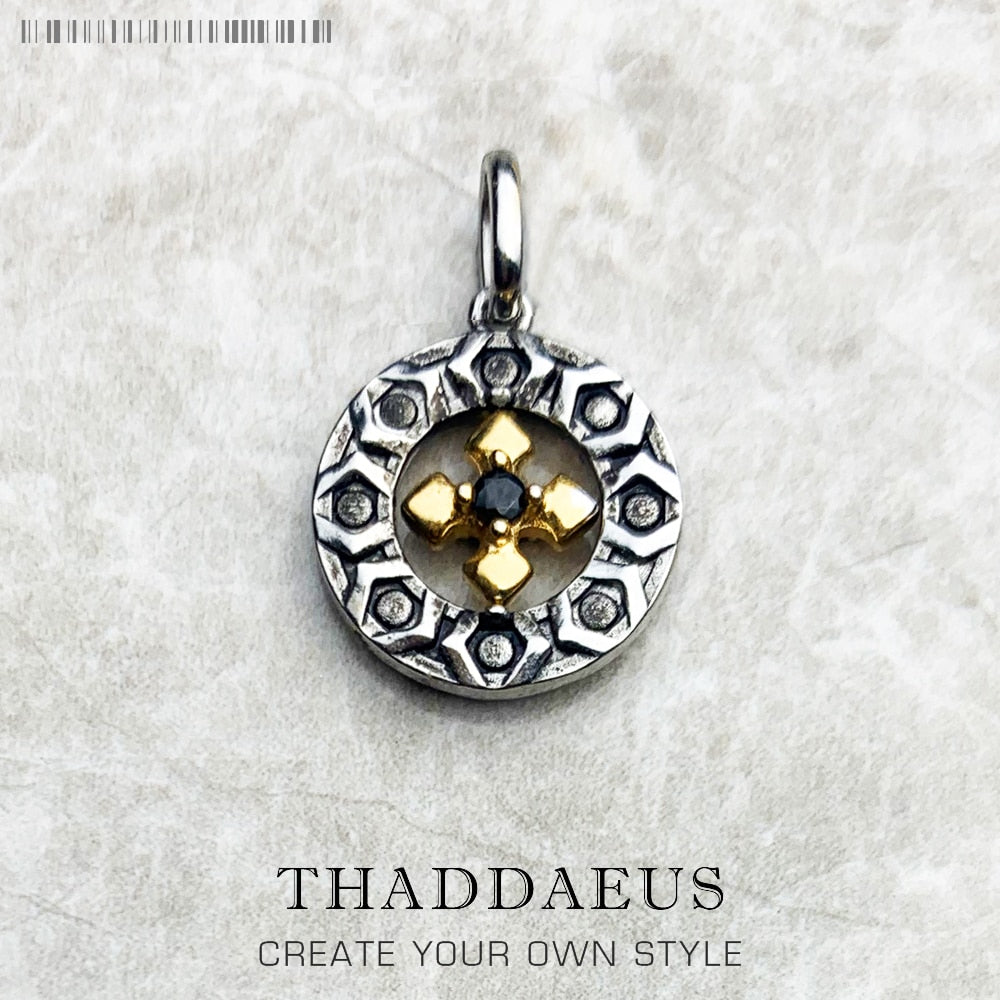 Pendant Bicolour Look Cross Summer Brand New Jewelry Europe 925 Sterling Silver Vintage Gift For Women Men