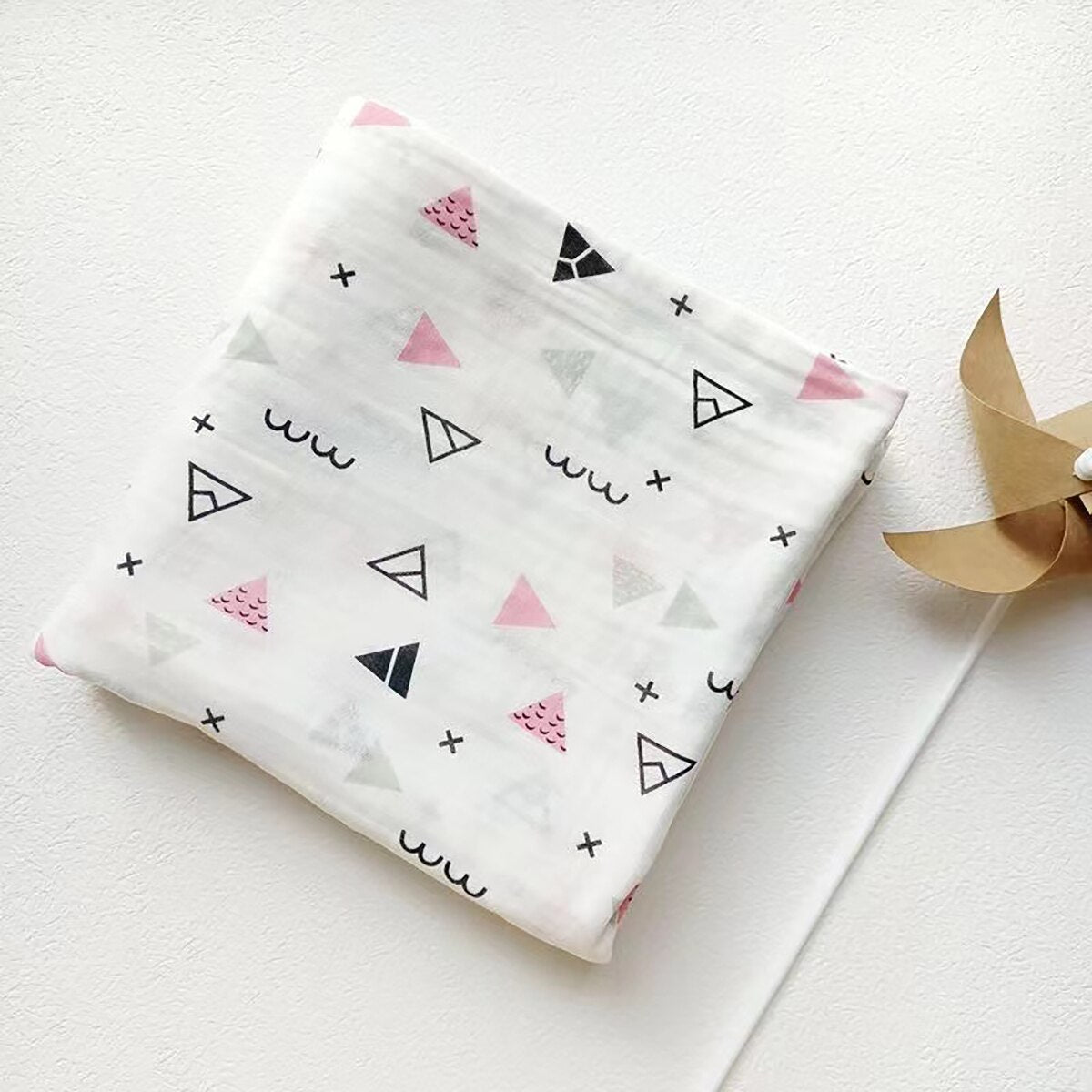 hibobi Baby Blanket Soft Thin Cotton Stars Print Bath Towel Wrap Cover Solid Color Bedding for Infant Newborn Boys Girls Unisex