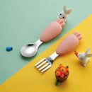 hibobi 2pcs Baby Practice Anti-falling Spoon Stainless steel  baby feeder  baby spoon  Solid  baby feeding  Nitrosamine Free