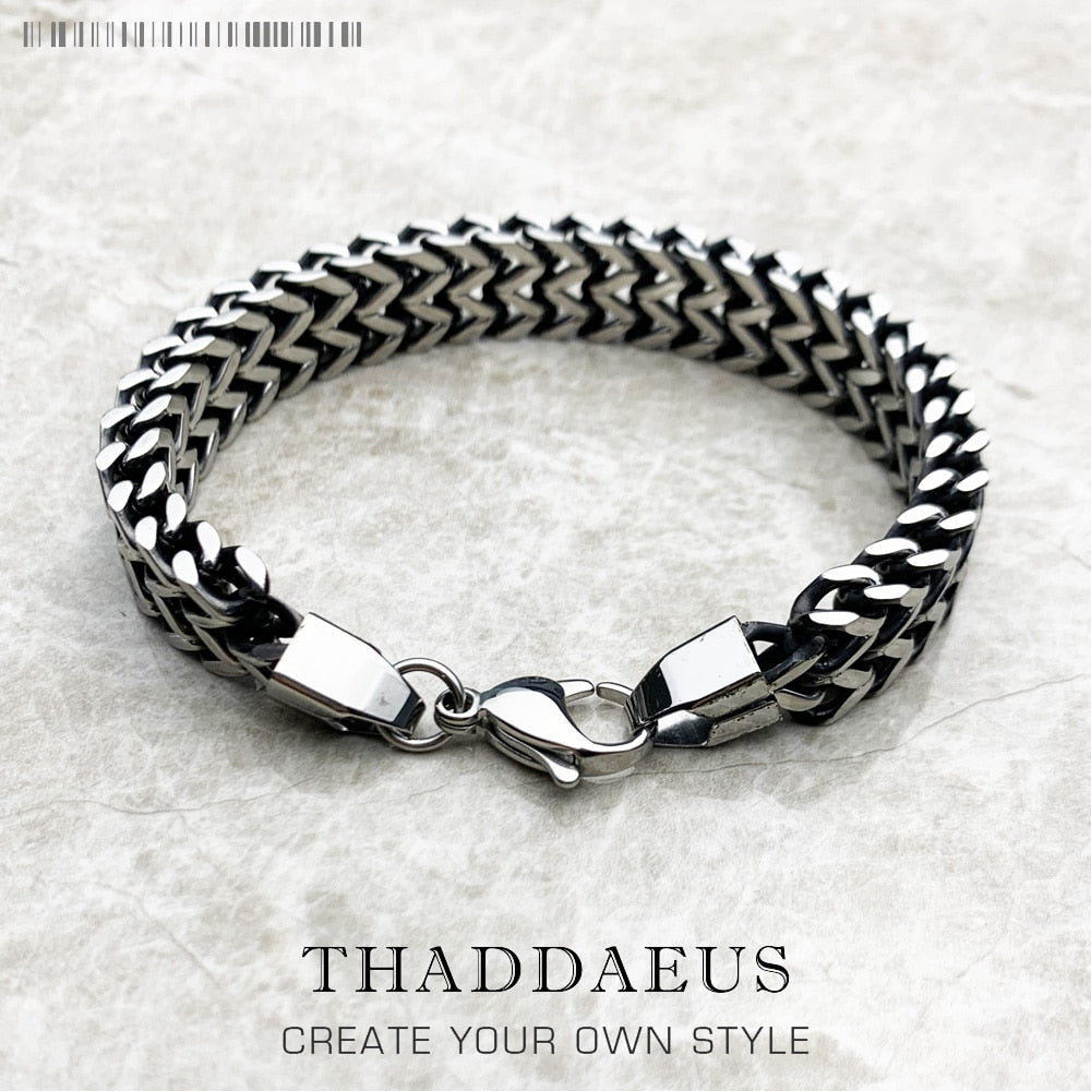 Geometric Design Men Chain &amp; Link Bracelet With Lobster Clasp,Titanium Steel Figaro Ancient Maya Classic  Gift