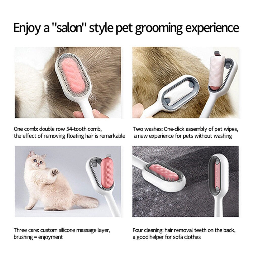 Pet Grooming Brush Suitable for Short or Long Haired Cats and Dogs Silicone Massage Dematting Comb Lint Remover Cleaning Tools - anconmall