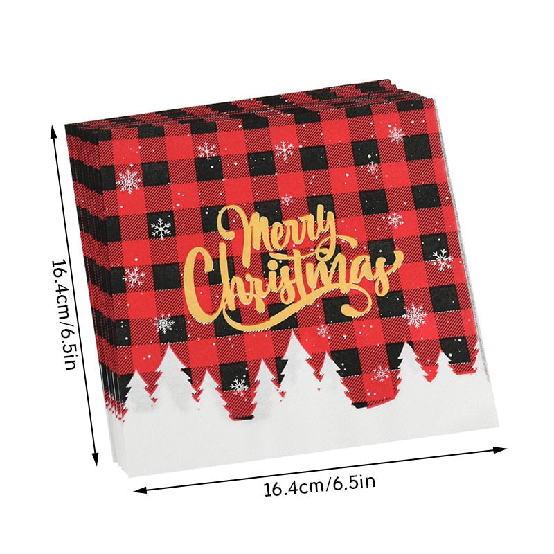 61Pcs/set Merry Christmas Party Disposable Tableware Paper Plates Cup Napkin Banner Xmas Decorations For Home Navidad New Year