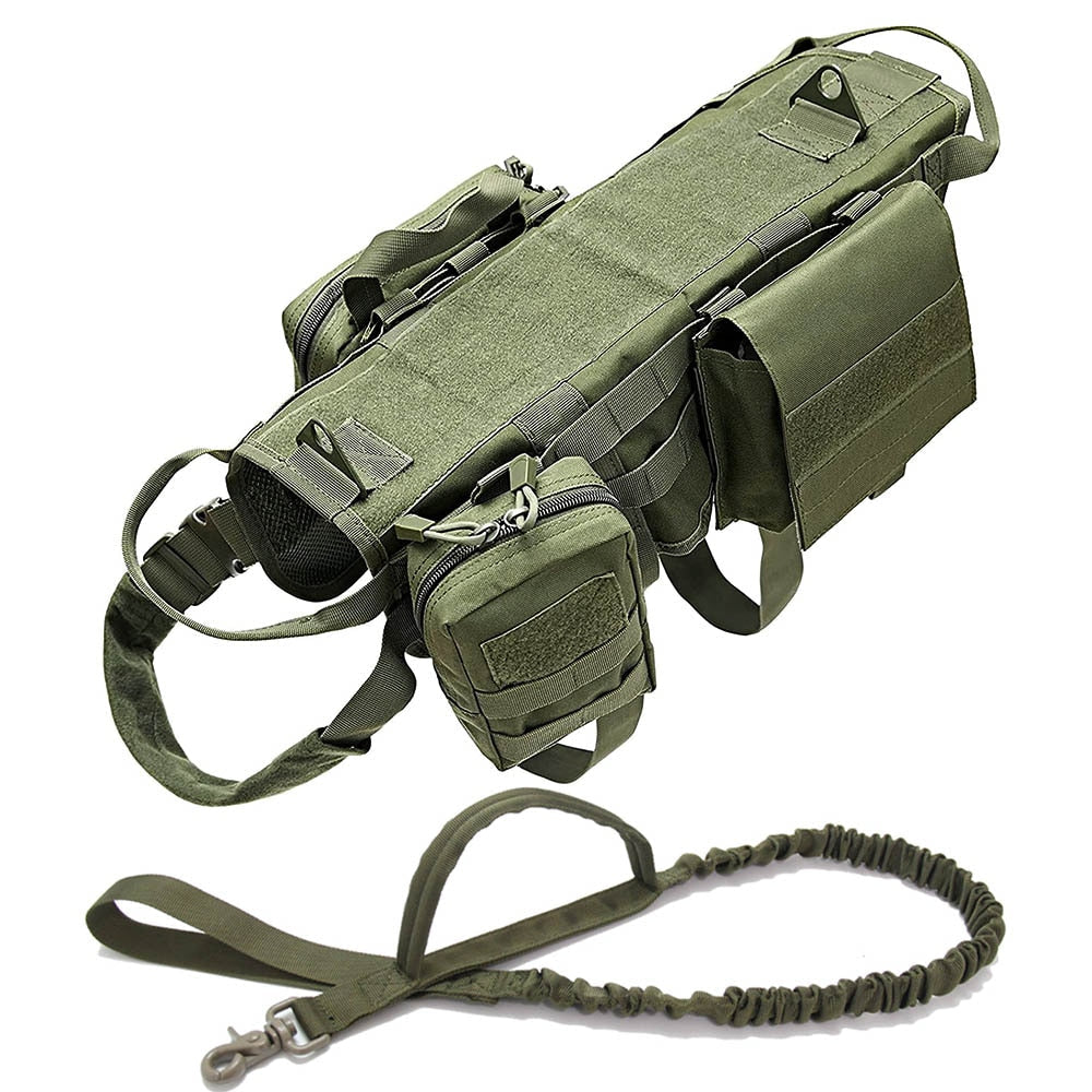 Camouflage Big Dog Harness Pet German Shepherd K9 Malinois Training Vest Tactical Dog Harness and Leash Set For Dogs - anconmall