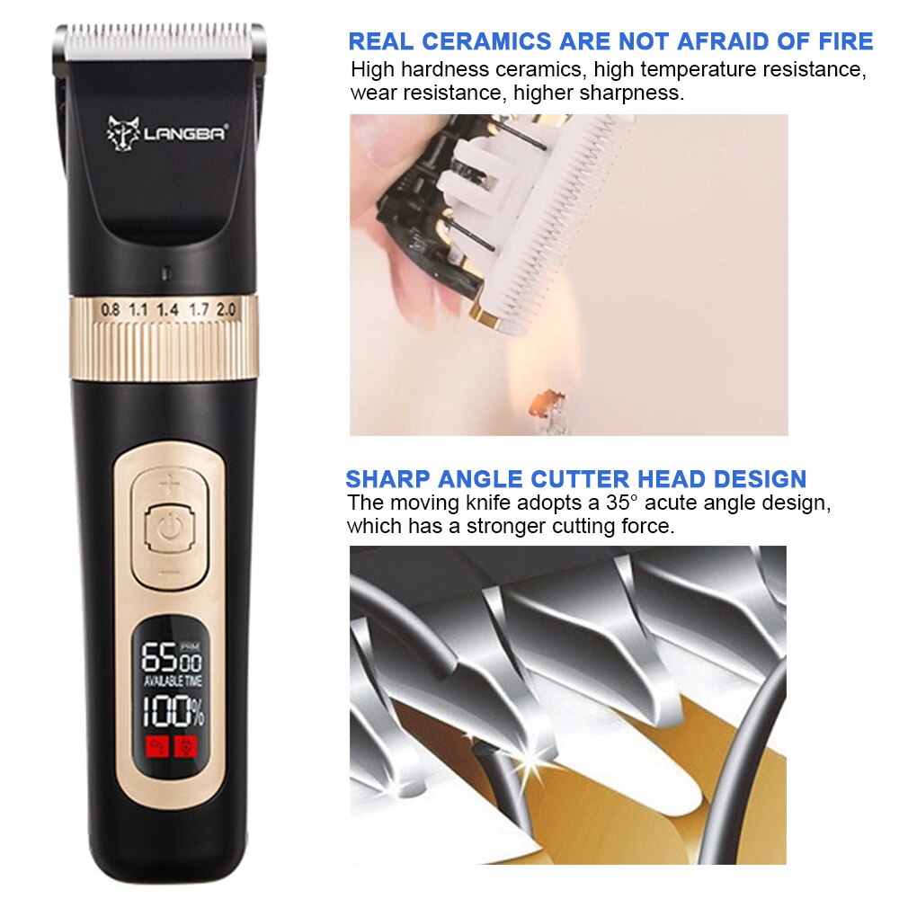 Dog Hair Electric Trimmer USB Charging Pet Dog Cat Hair Clipper Low Noise Rechargeable Cordless Grooming Scissor Shaver for Pet - anconmall