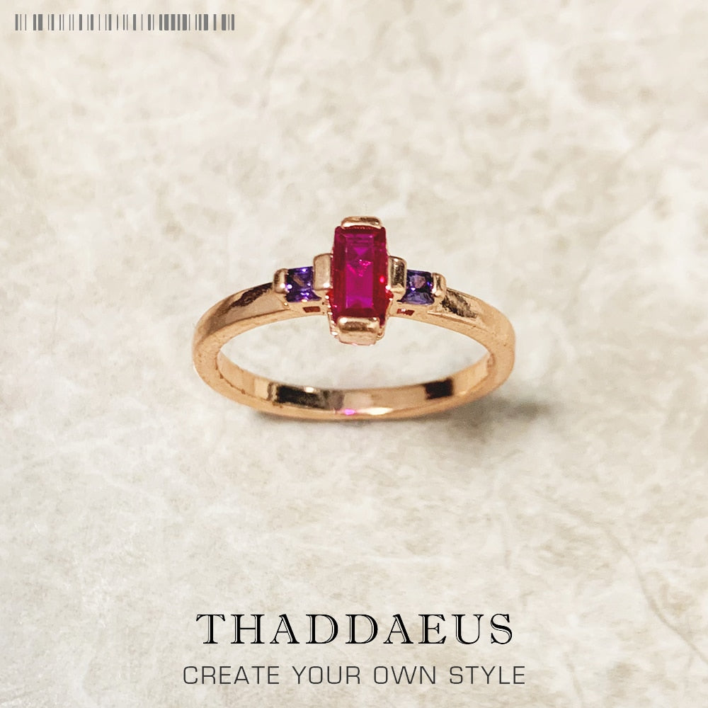 Ring Stone Baguette Cut,Europe Style Rose Gold Fine Jewerly For Women,2022 Brand New Gift In 925 Sterling Silver