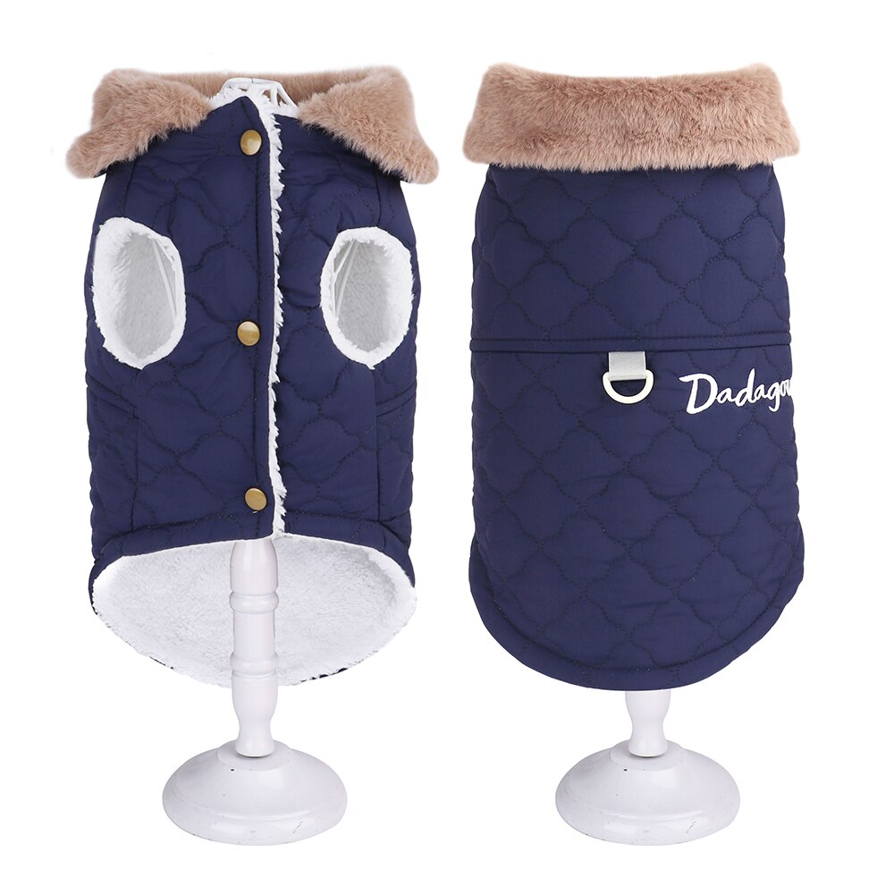 Autumn Winter Pet Dog Warm Cotton Vest for Small & Medium Sized Dogs S-2XL Clothing Sleeveless Waterproof Jacket with Fur Collar - anconmall