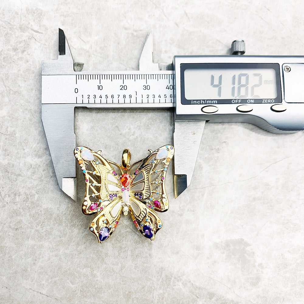 Detailed Golden Butterfly Pendant Brand New 925 Sterling Silver Jewelry Europe Accessorie Trendy Gift For Woman