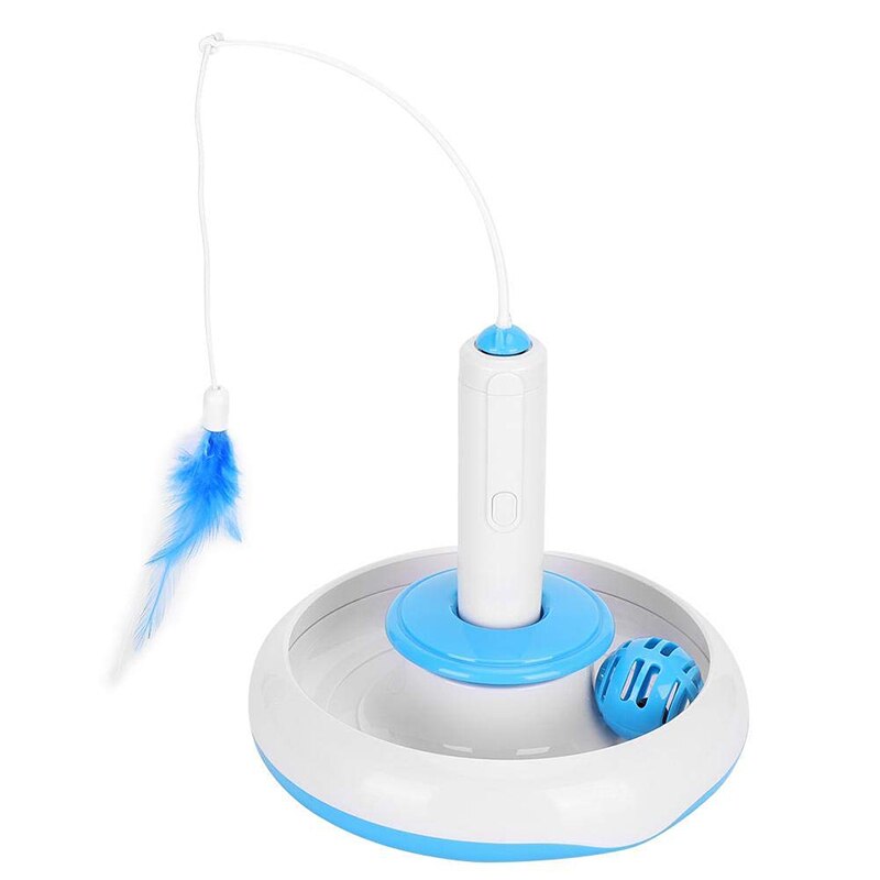 2 In 1 Electric Cat Stick and Tracks Toy  Automatic Rotating Interactive Cats Toys Tracks Ball Turntable Pet Kitten Funny Sticks
