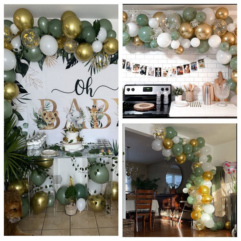 DIY Bean Green and White balloon Garland Arch Kit for Baby Shower Bridal Shower Wedding Birthday Party Christmas Decoration - anconmall